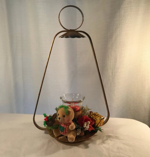 Christmas Teddy Bear Centerpiece with Candle