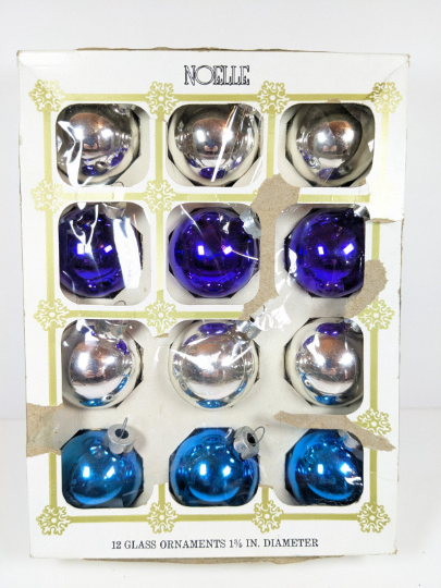 Vintage Small Blue, Purple, and Silver Ornaments