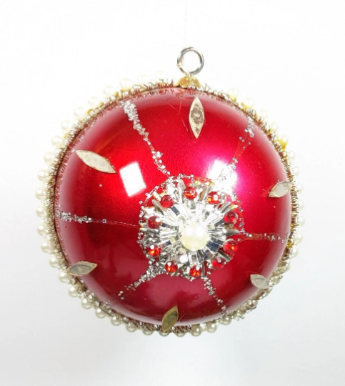 Vintage Handmade Beaded Christmas Ornament