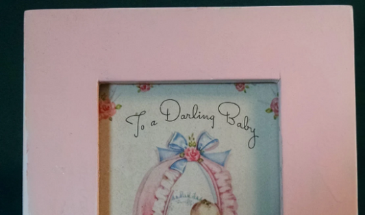 Vintage Framed Baby Card "To a Darling Baby"