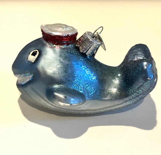 Wally The Whale with Sailor Cap Retired Old World Christmas Ornament