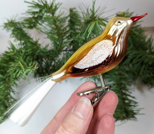 Golden Bird Clip Retired Old World Christmas Ornament