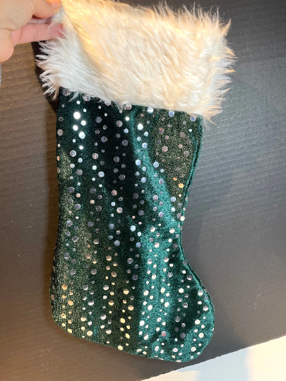 Green Polka Dot Christmas Stocking