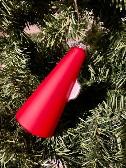 Cheer Megaphone Glass Christmas Ornament