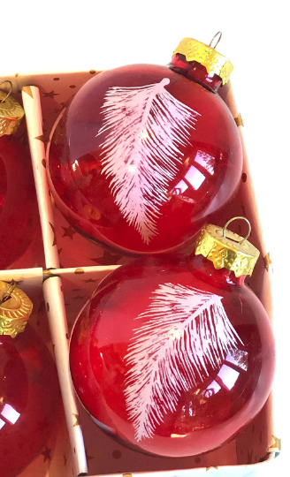 Vintage Red Feather Christmas Ornaments