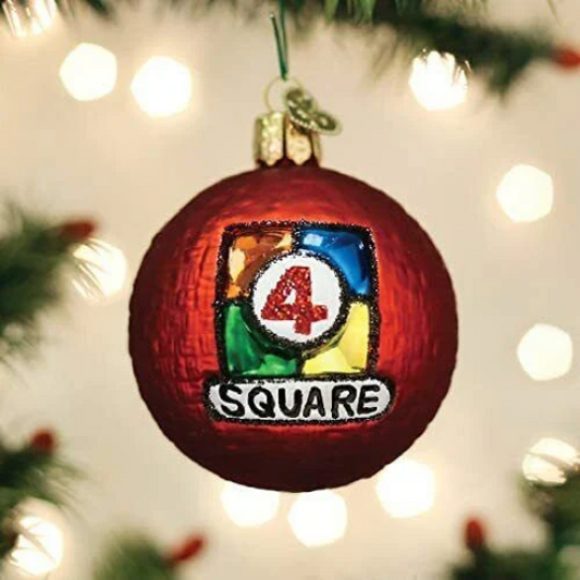 4 Square Glass Old World Christmas Ornament