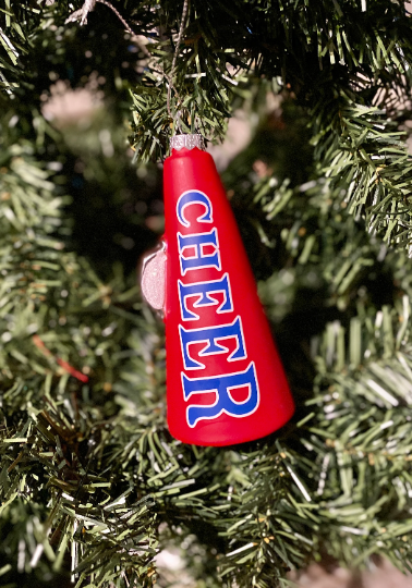 Cheer Megaphone Glass Christmas Ornament