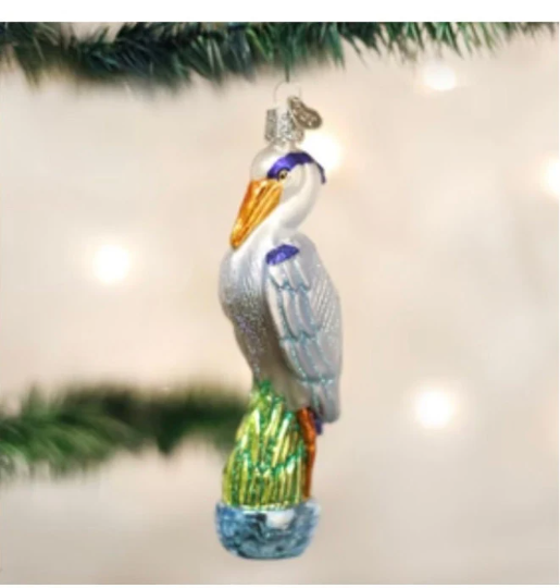 Great Blue Heron Old World Christmas Ornament