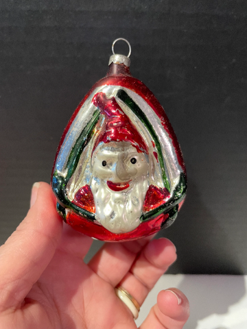 Vintage Hand-Blown Glass Gnome Christmas Ornament
