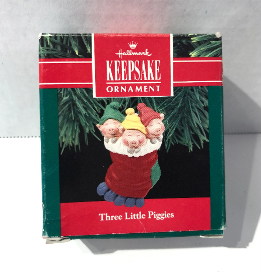 Vintage Three Little Piggies Christmas Ornament
