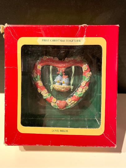 Vintage 1993 Carlton Cards First Christmas Together Love Birds Christmas Ornament