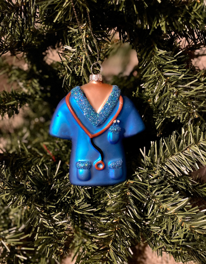 Nurse Scrubs Glass Christmas Ornament
