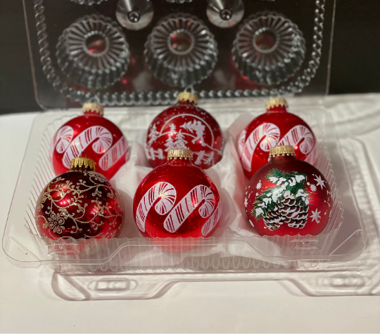 Vintage Krebs Red and White Candy Cane Christmas Ornaments