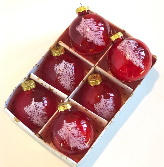 Vintage Red Feather Christmas Ornaments