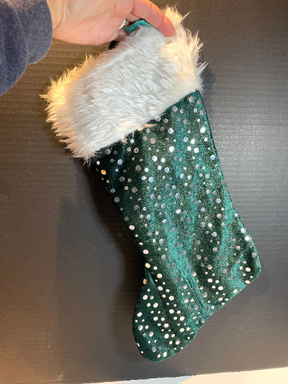 Green Polka Dot Christmas Stocking