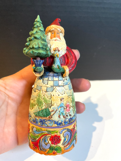 Jim Shore Collectable ''Simple Gifts" Santa with Tree Mini Figurine