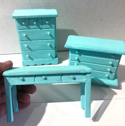 Vintage Hand Painted Miniature Dollhouse Furniture