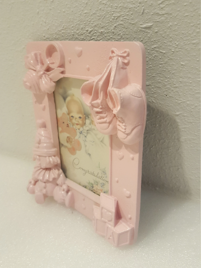 Vintage Pink Baby Picture Frame Nursery Decor
