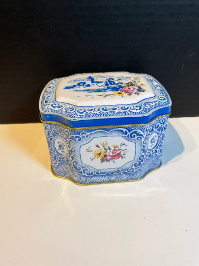 Vintage Tin with Attached Lid Made in England