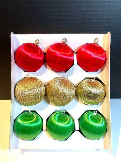 Red, Green, and Gold Satin Christmas Ornaments