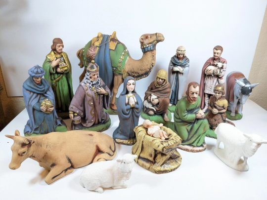 Vintage Hand Painted Nativity Set