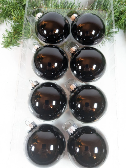 Black Glass Ball Christmas Ornaments