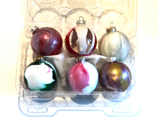 Vintage Handmade Marbled Tie Dyed Christmas Ornaments