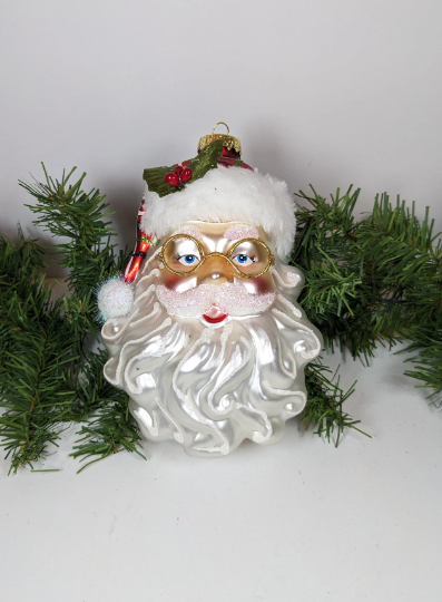 Large Santa Claus in Plaid Christmas Ornament