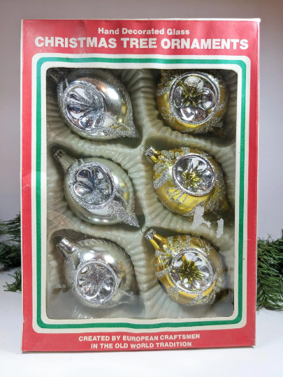 Teardrop Silver and Gold Reflector Christmas Ornaments