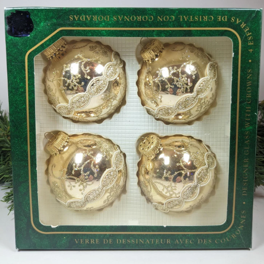 Vintage Krebs Gold Victorian Christmas Ornaments