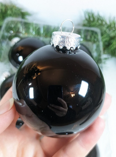 Black Glass Ball Christmas Ornaments