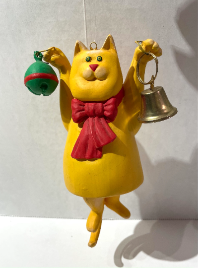 Vintage Cat with Bell and Ball Christmas Ornament