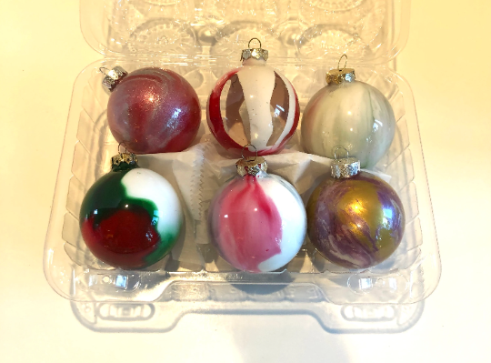 Vintage Handmade Marbled Tie Dyed Christmas Ornaments