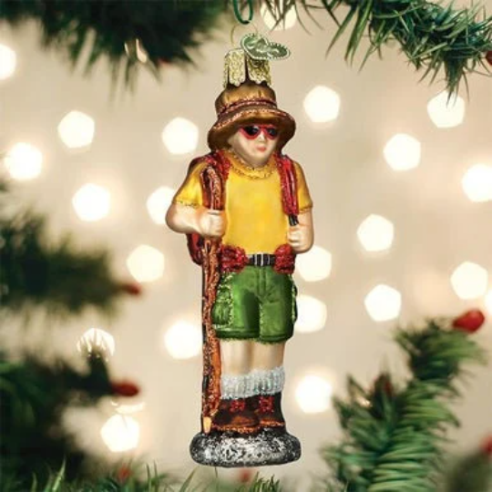 Hiker Old World Christmas Glass Ornament