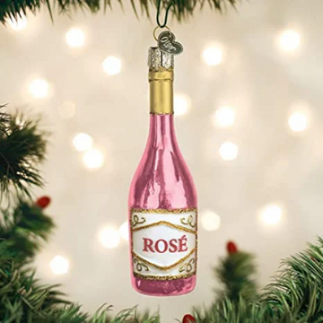 Rose Wine Bottle Old World Christmas Glass Ornament