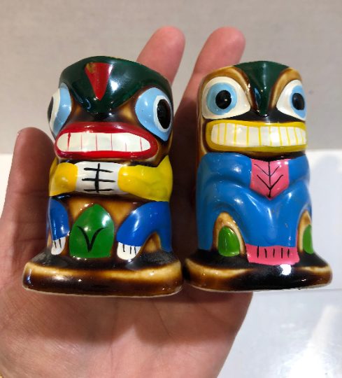 Vintage Tiki Salt and Pepper Shakers