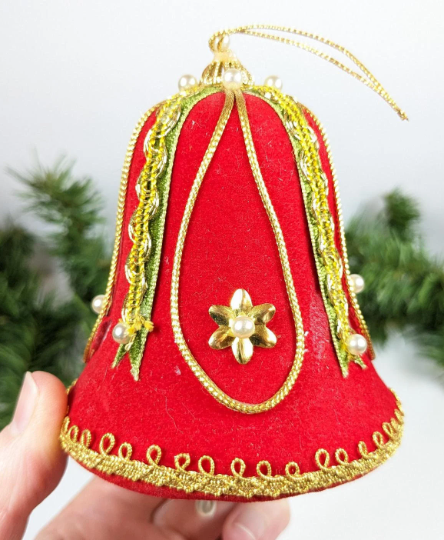 Vintage Bell Beaded Pushpin Christmas Ornament