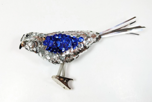 Sequined Bird Clip Christmas Ornament