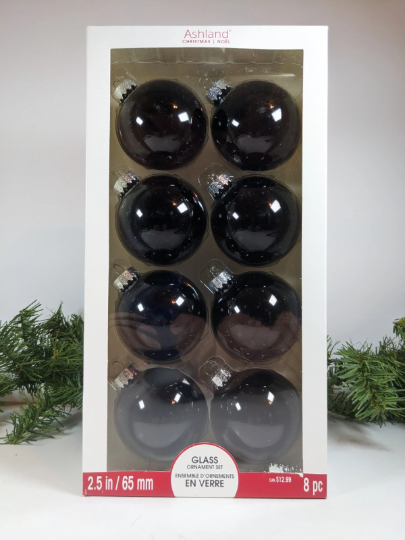 Black Glass Ball Christmas Ornaments