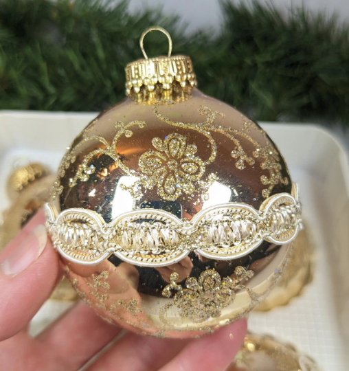 Vintage Krebs Gold Victorian Christmas Ornaments