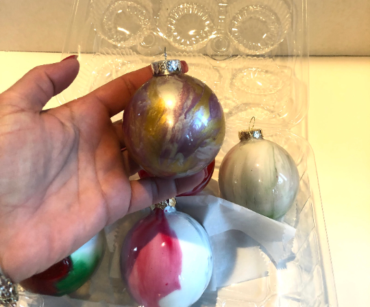 Vintage Handmade Marbled Tie Dyed Christmas Ornaments