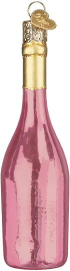 Rose Wine Bottle Old World Christmas Glass Ornament