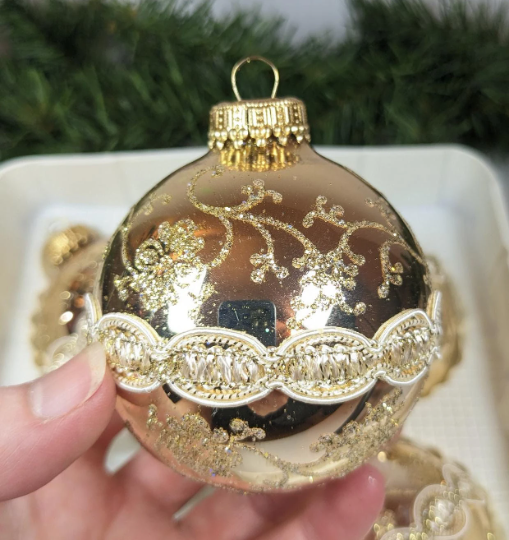 Vintage Krebs Gold Victorian Christmas Ornaments