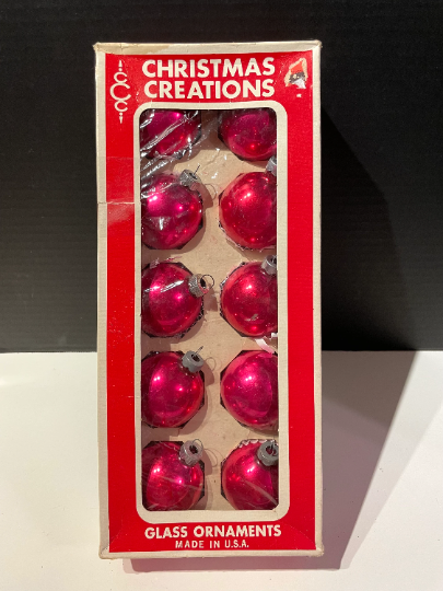 Vintage Hot Pink Shiny Brite Christmas Ornaments