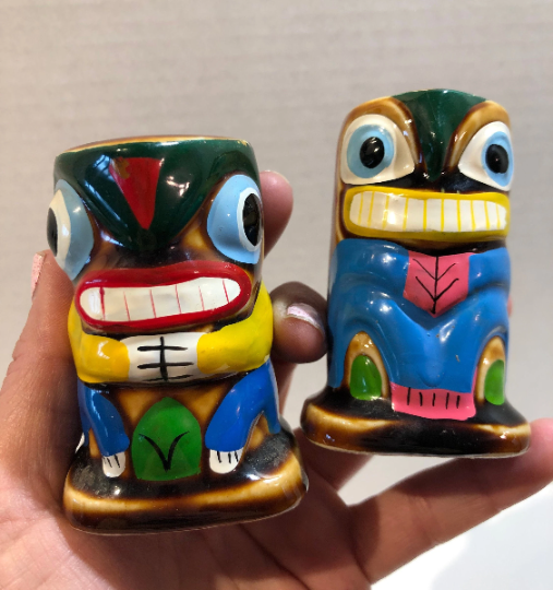 Vintage Tiki Salt and Pepper Shakers