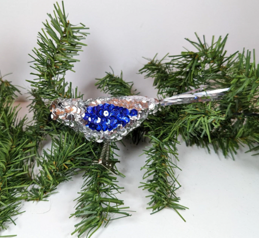 Sequined Bird Clip Christmas Ornament