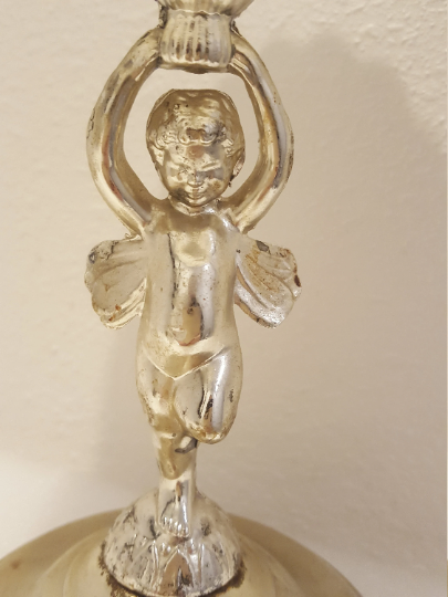 Vintage Milk Glass Cherub Candy Dish