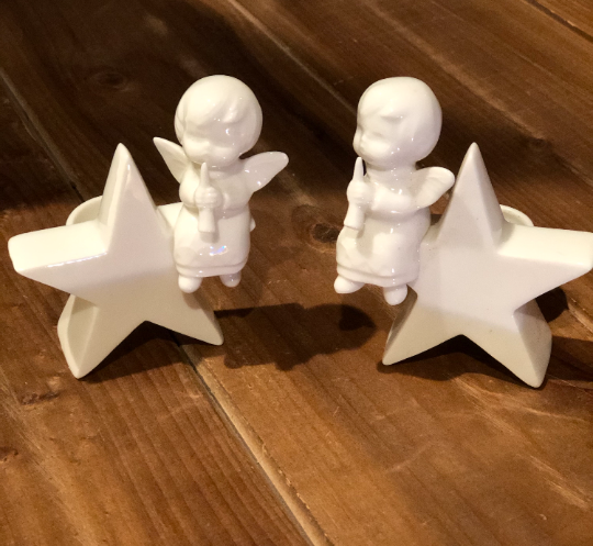 Vintage Christmas Angel Candle Holders