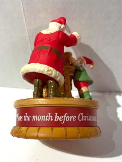 Santa with Elf Toy Maker Motion Christmas Ornament