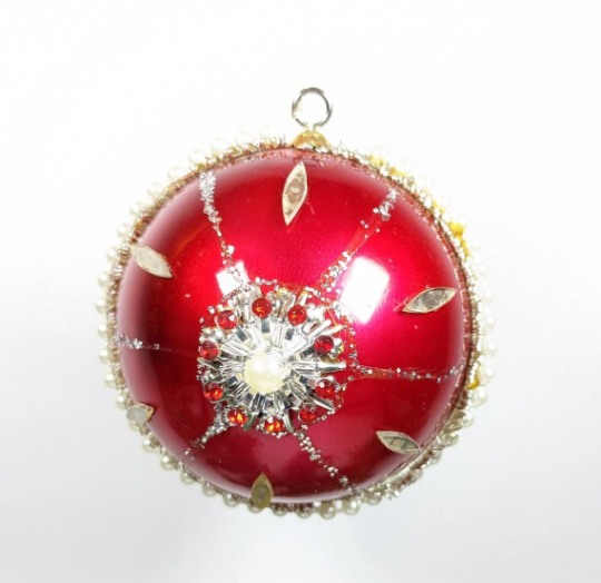 Vintage Handmade Beaded Christmas Ornament